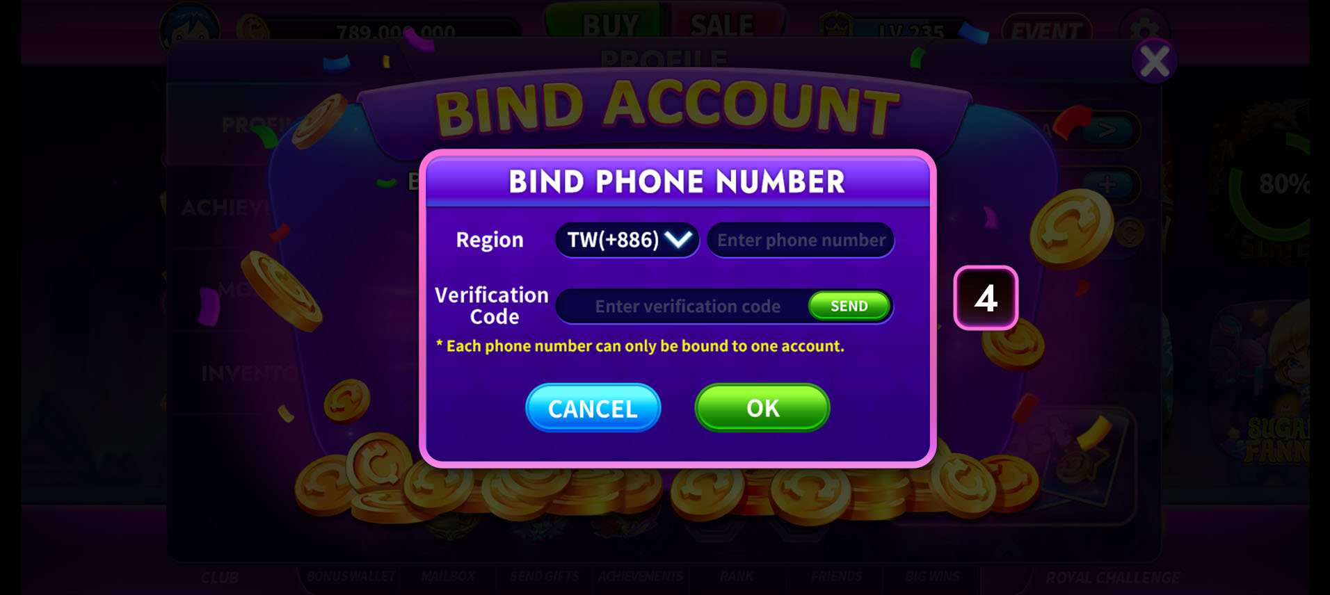 CASINONIA Bind Account OK