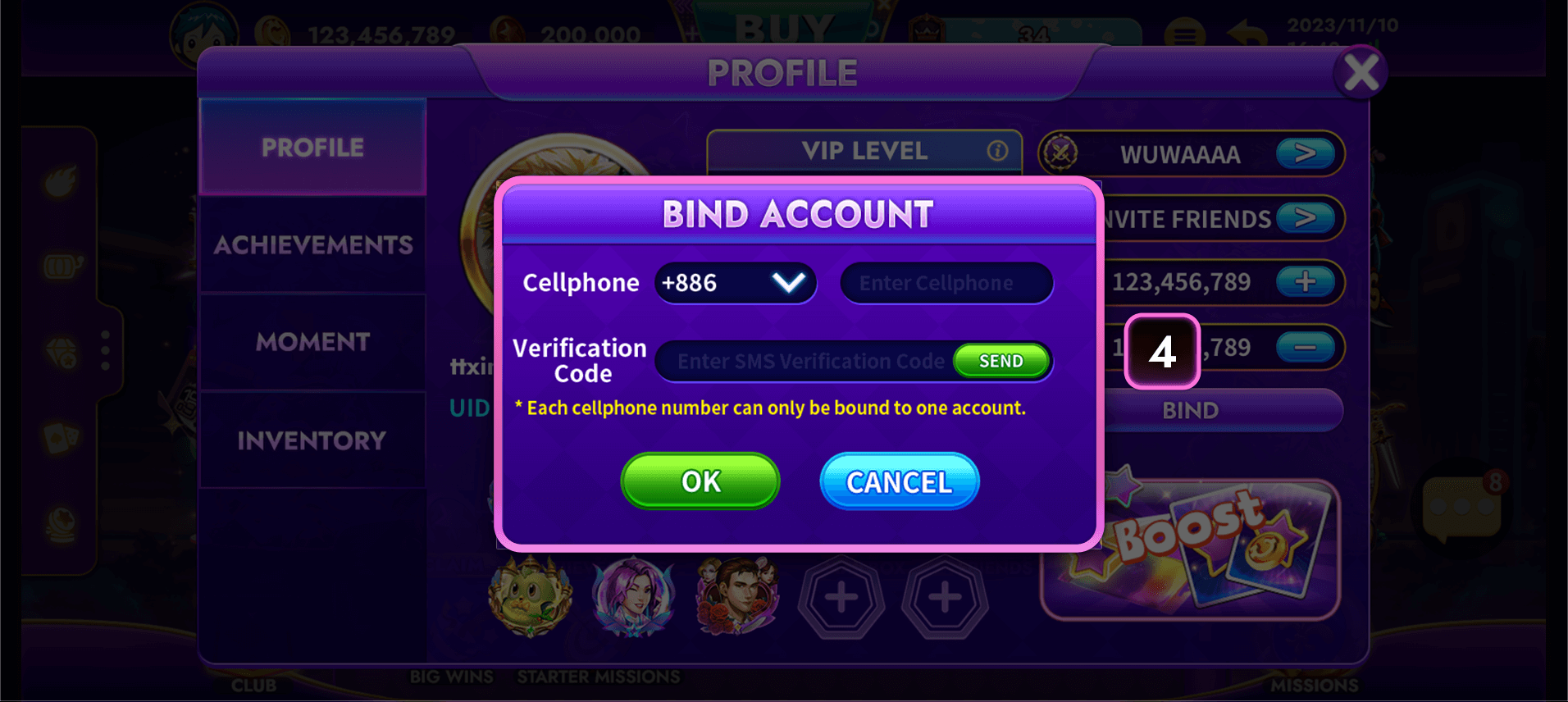 CASINONIA Bind Account OK