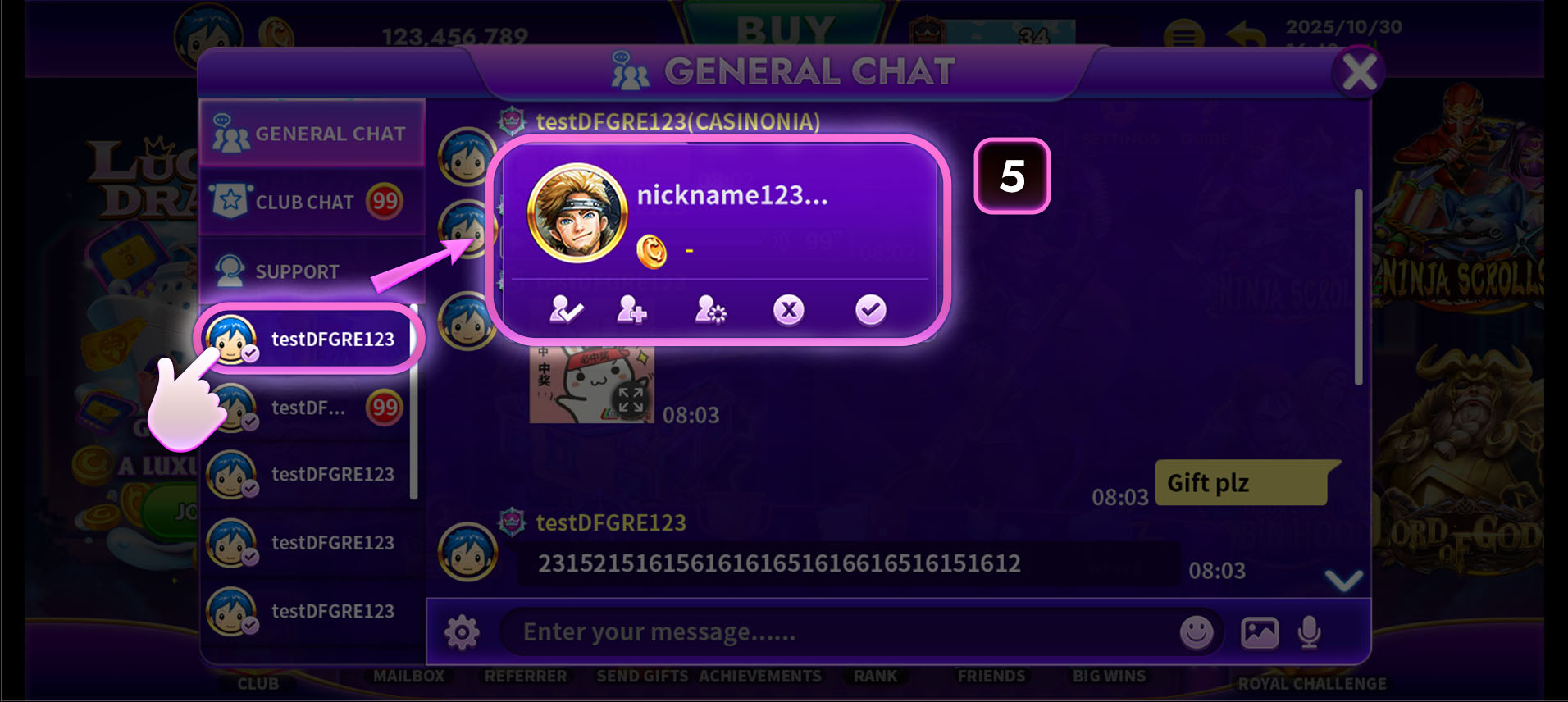 CASINONIA Chat Player Profile