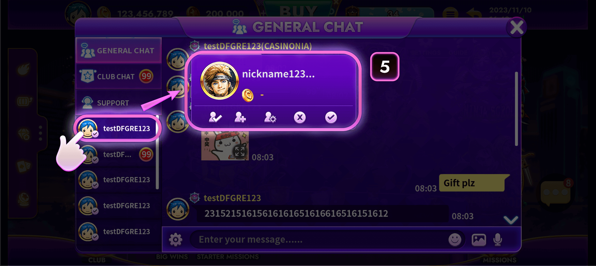 CASINONIA Chat Player Profile