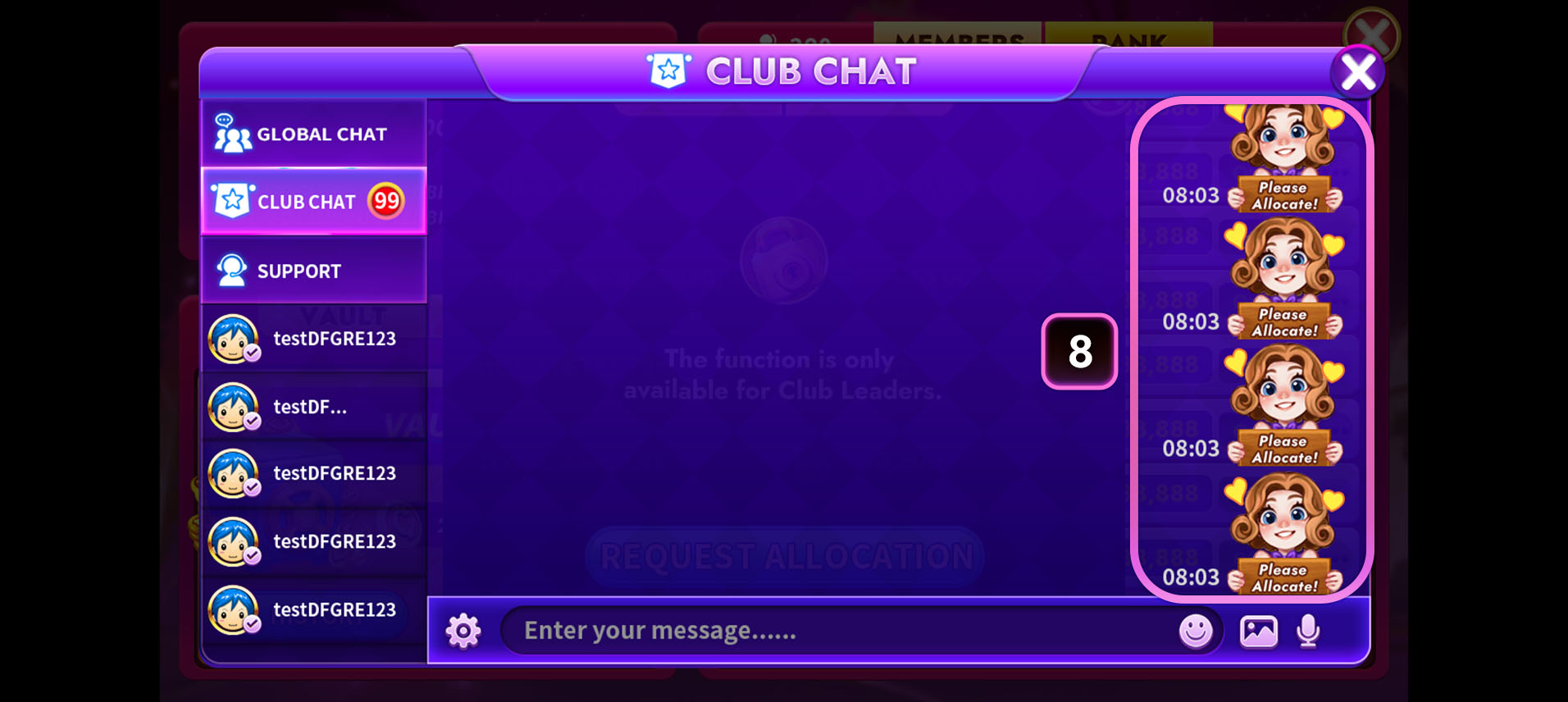 CASINONIA Club Vault Donate feature