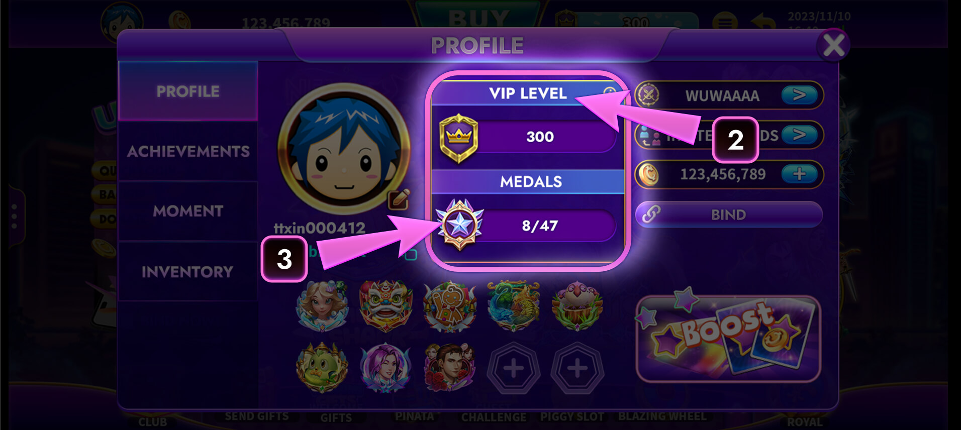 CASINONIA VIP Level and Medal counts