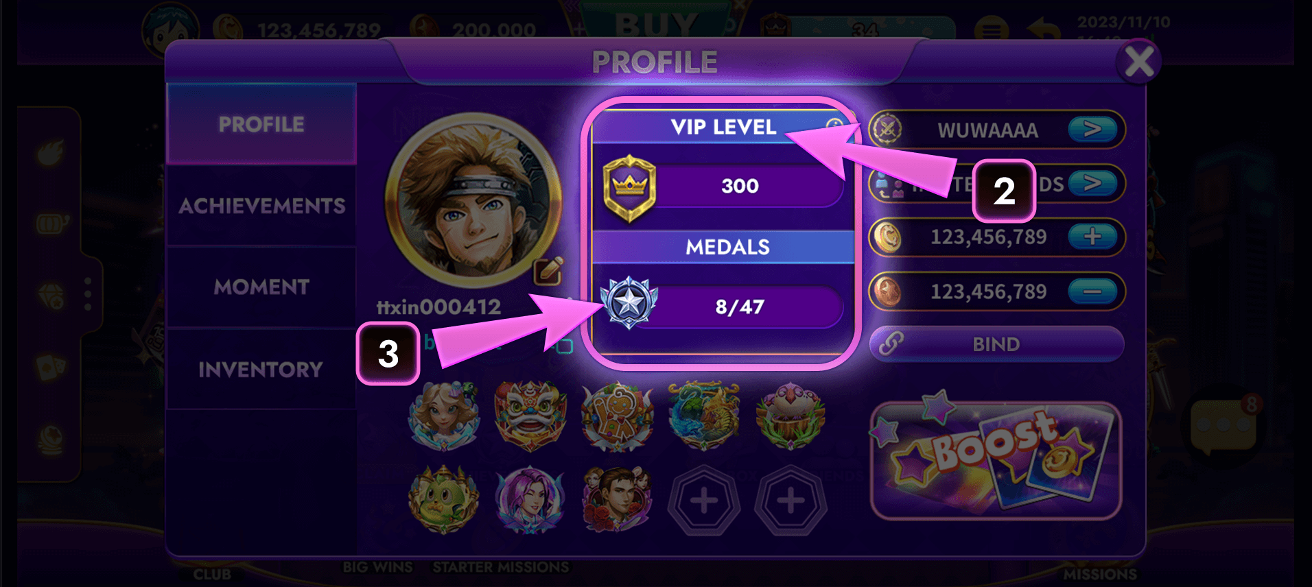 CASINONIA VIP Level and Medal counts
